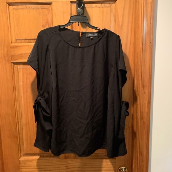 Eloquii Blouse with Long Open Sleeves with Ties Black size 16 - Picture 2 of 7
